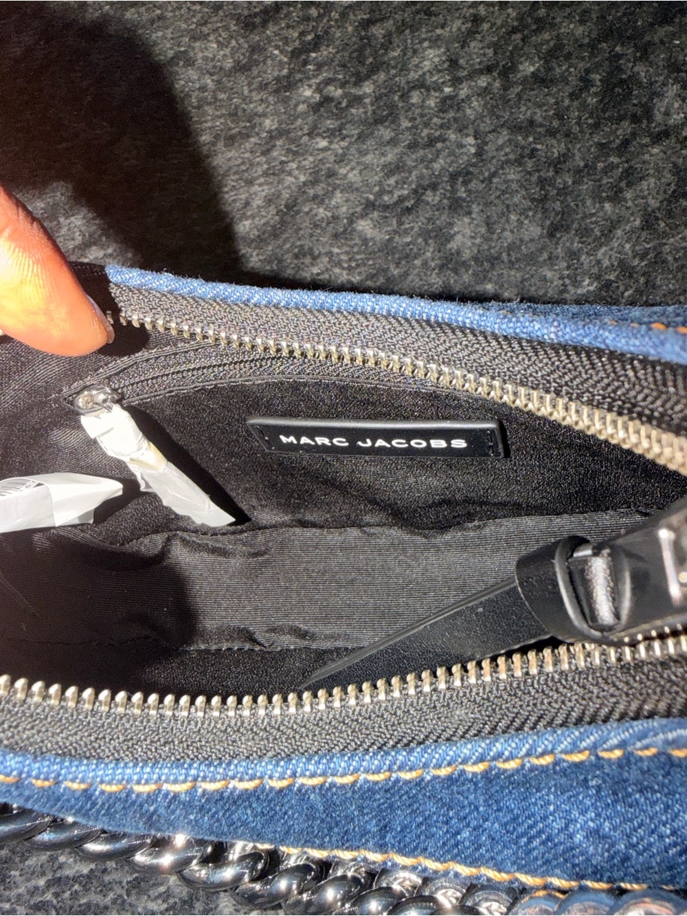 NWT Marc Jacobs Denim Crescent Shoulder Bag with Chain Strap - Picture 7 of 8